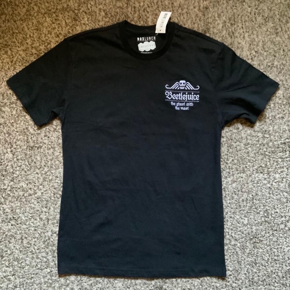 BNWT Beetlejuice BoxLunch Black Tshirt with Large Back Graphic